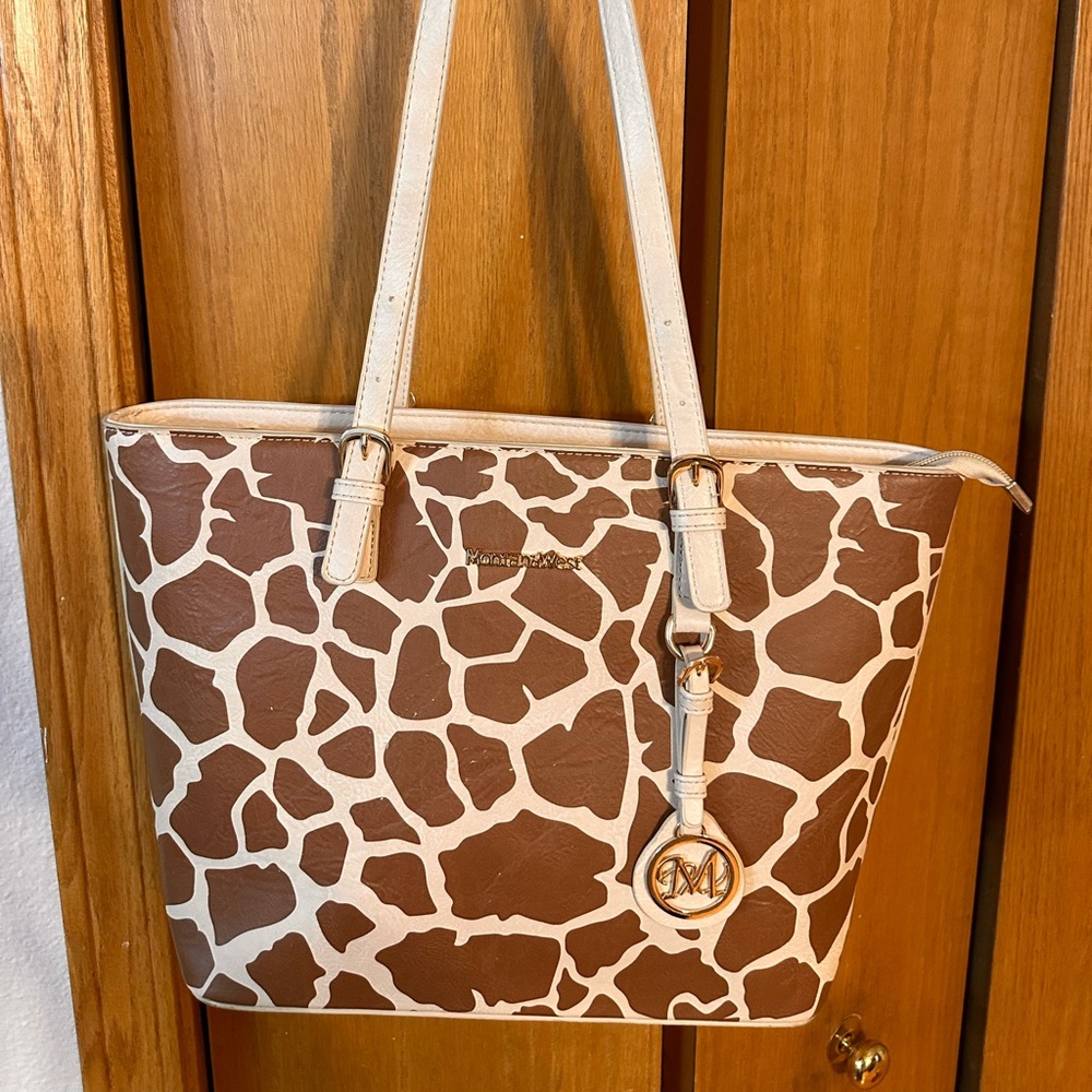 Montana West Brown and Cream Giraffe Print Tote